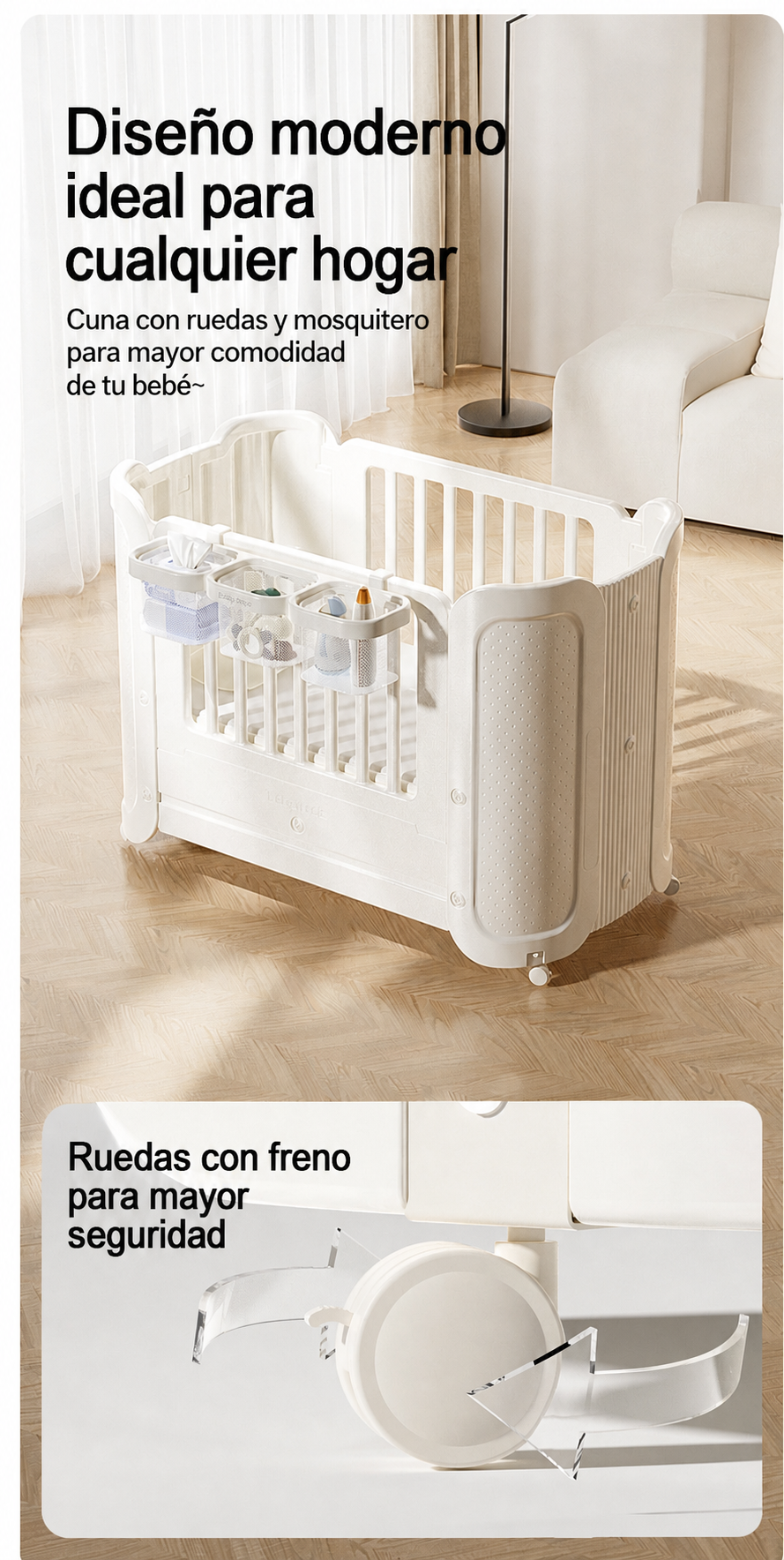 Cuna plegable portátil Baby Pods con ruedas y mosquitero - 14