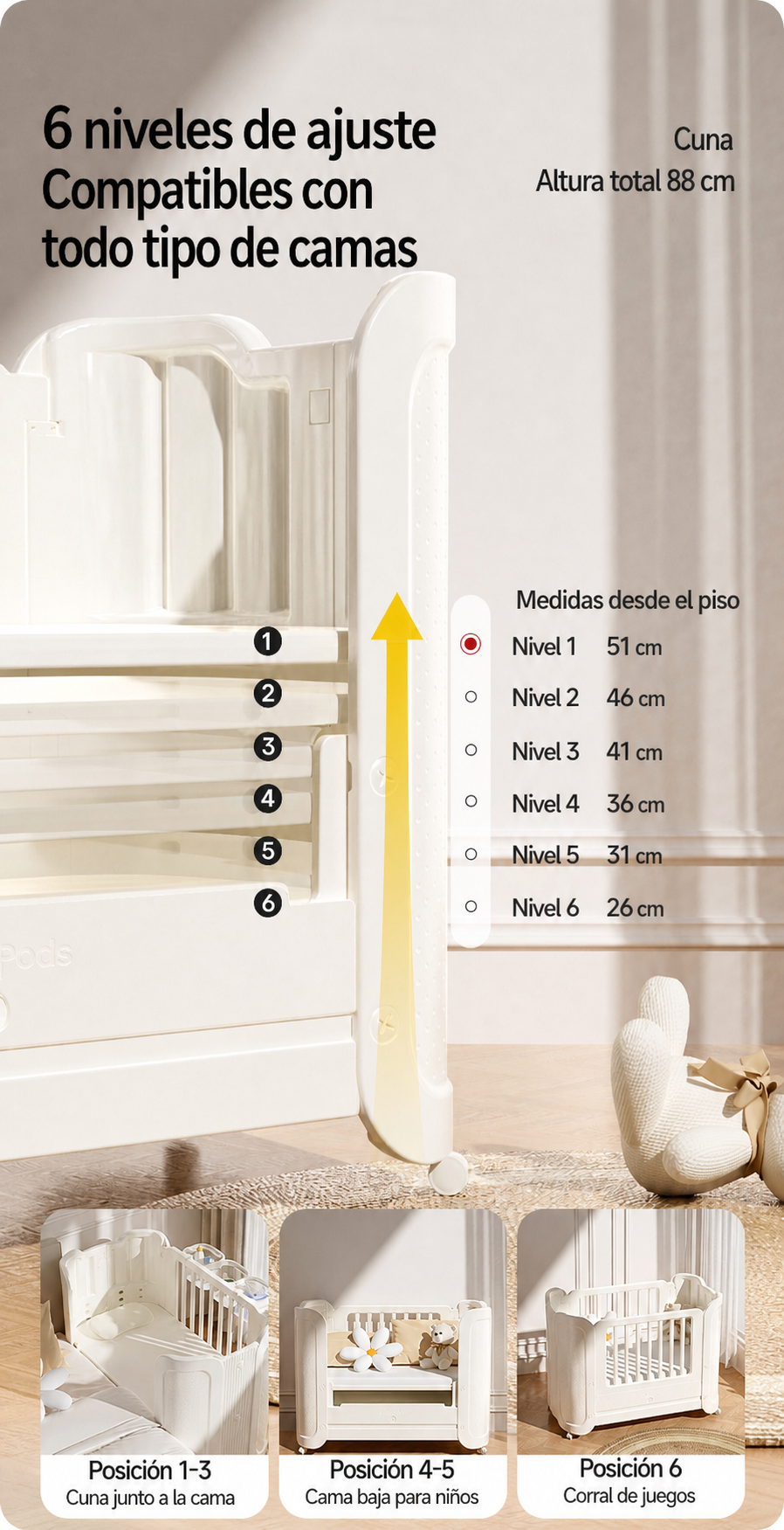 Cuna plegable portátil Baby Pods con ruedas y mosquitero - 15