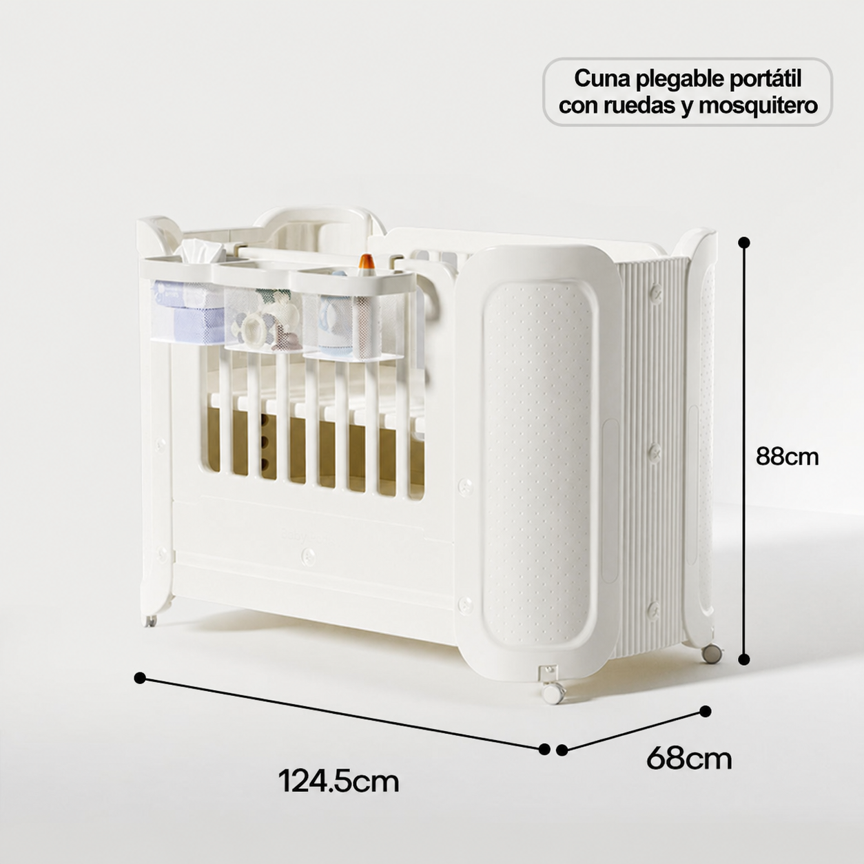 Cuna plegable portátil Baby Pods con ruedas y mosquitero