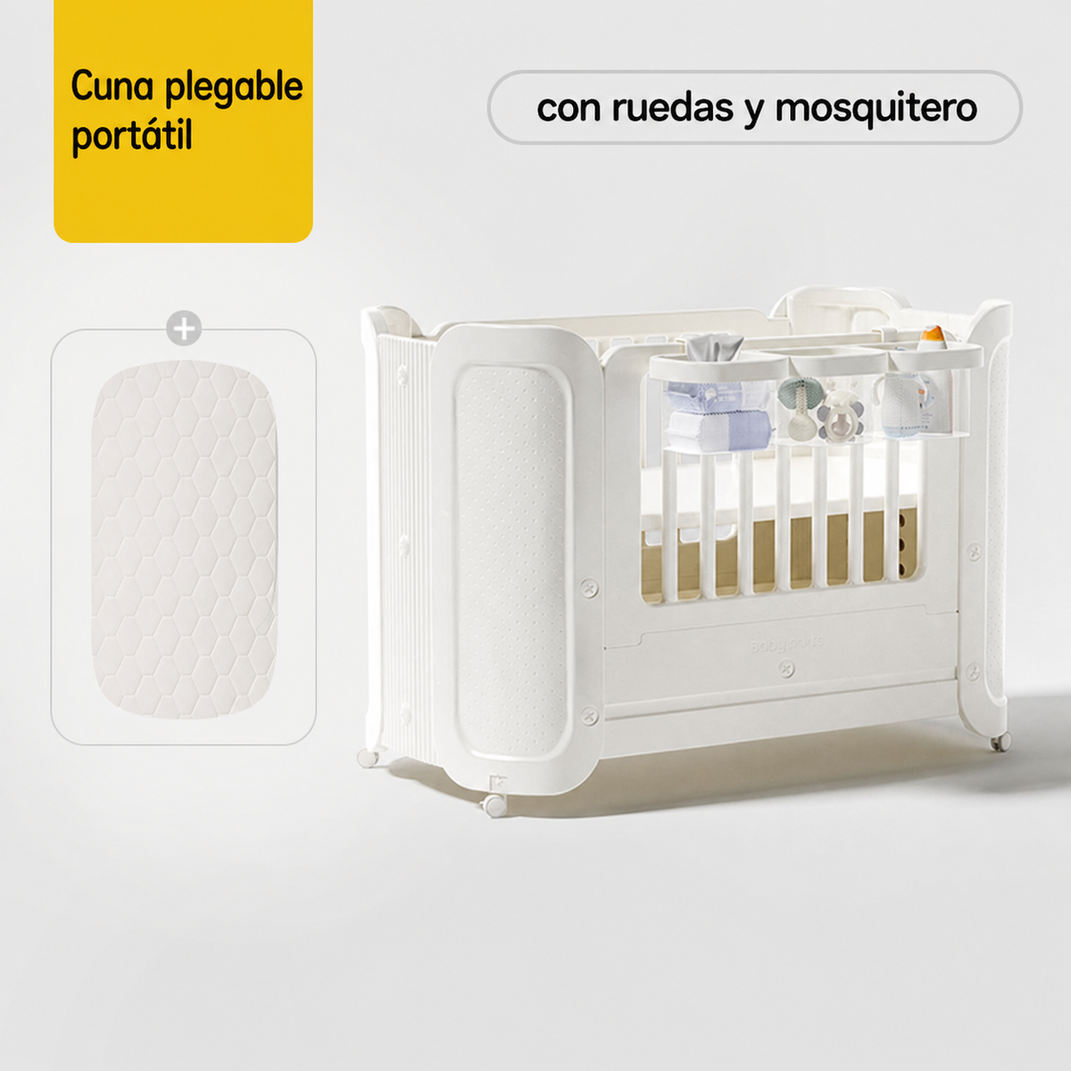 Cuna plegable portátil Baby Pods con ruedas y mosquitero