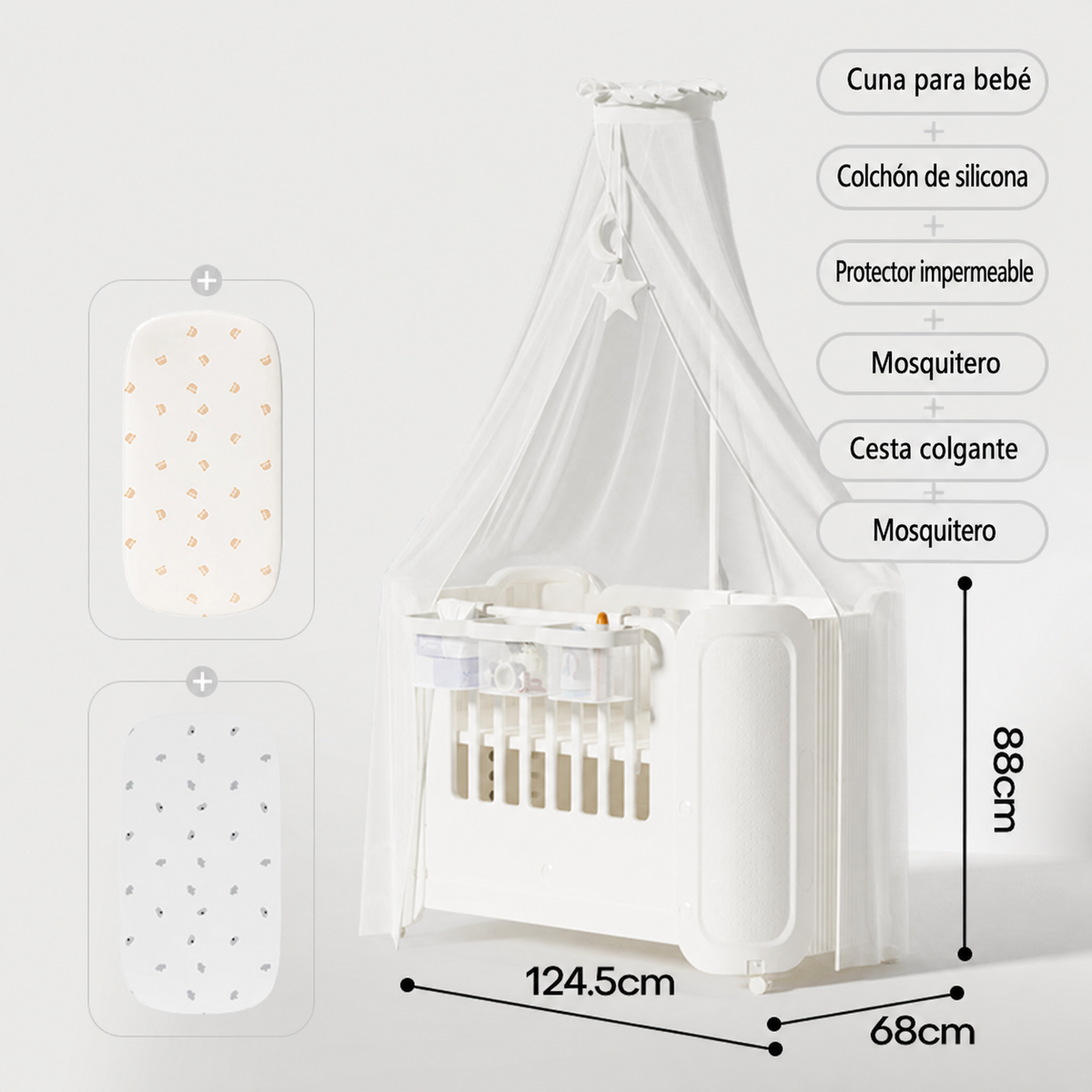 Cuna plegable portátil Baby Pods con ruedas y mosquitero