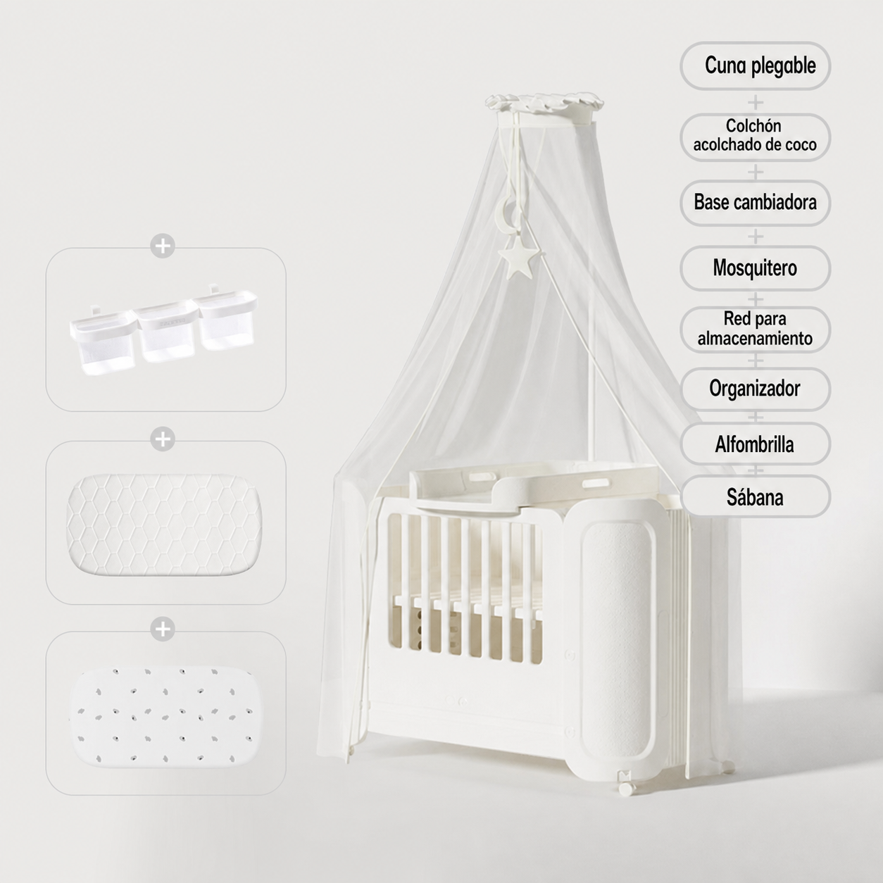 Cuna plegable portátil Baby Pods con ruedas y mosquitero