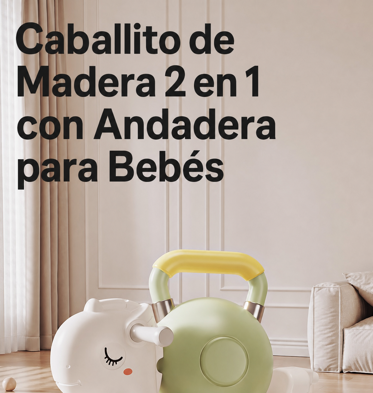 Caballito de Madera 2 en 1 con Andadera para Bebés - 16