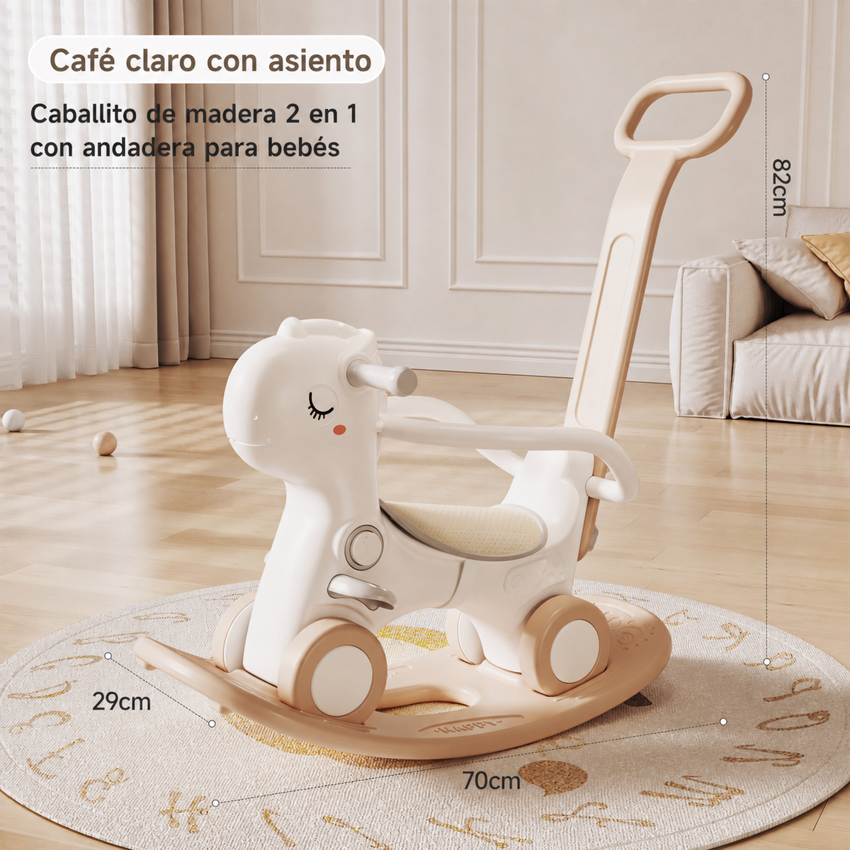 Caballito de Madera 2 en 1 con Andadera para Bebés - 7
