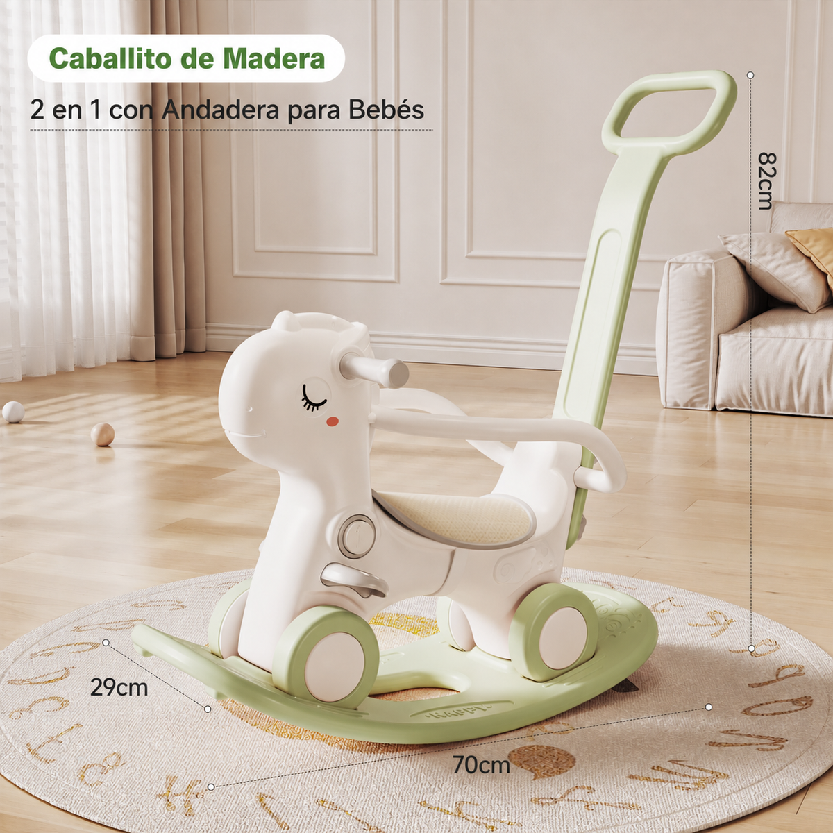 Caballito de Madera 2 en 1 con Andadera para Bebés - 8