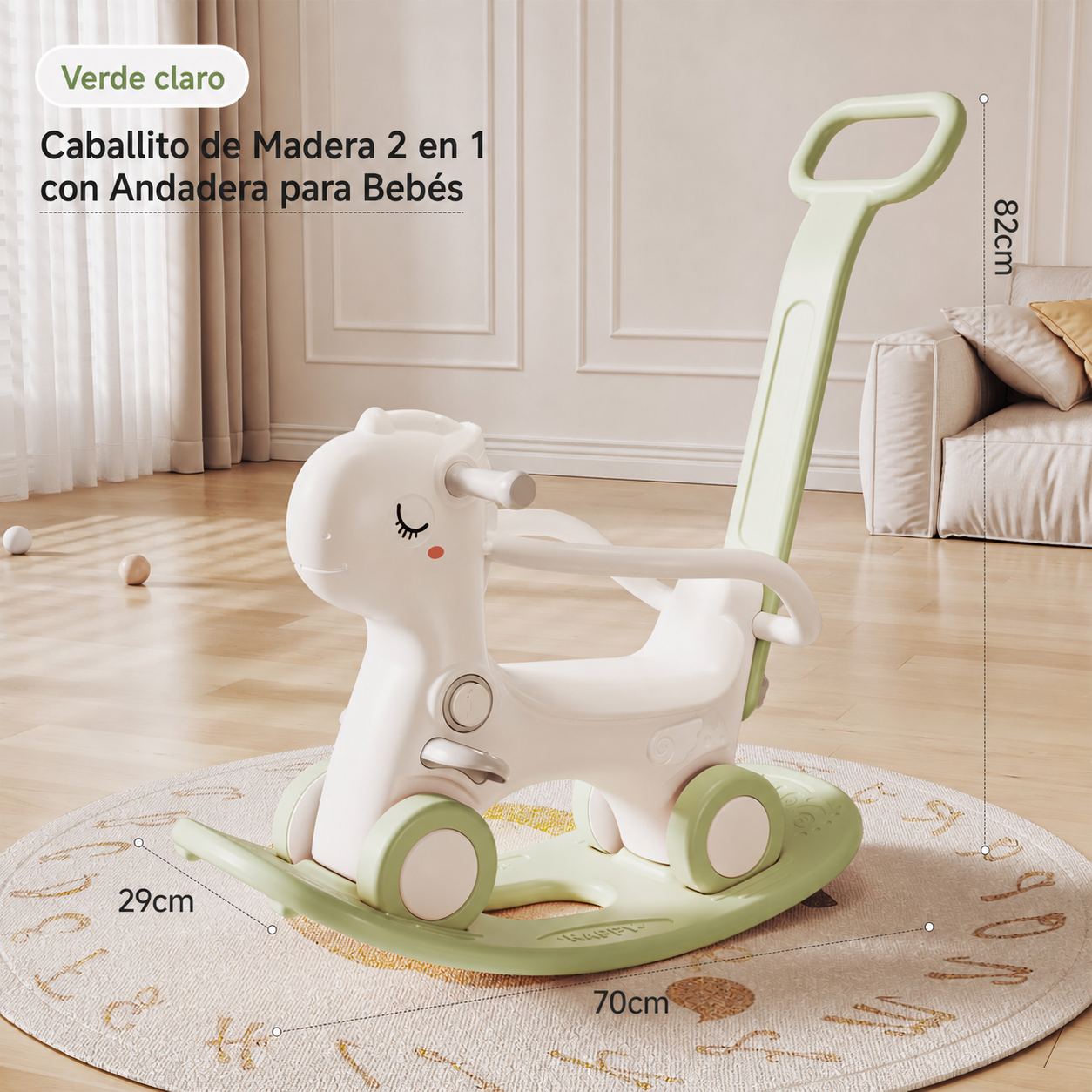 Caballito de Madera 2 en 1 con Andadera para Bebés - 10