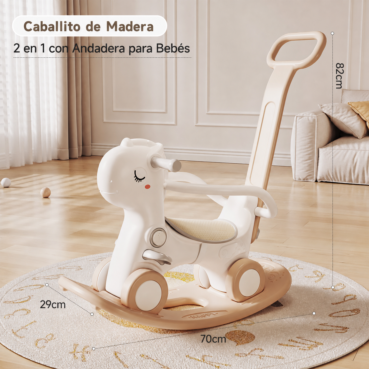 Caballito de Madera 2 en 1 con Andadera para Bebés