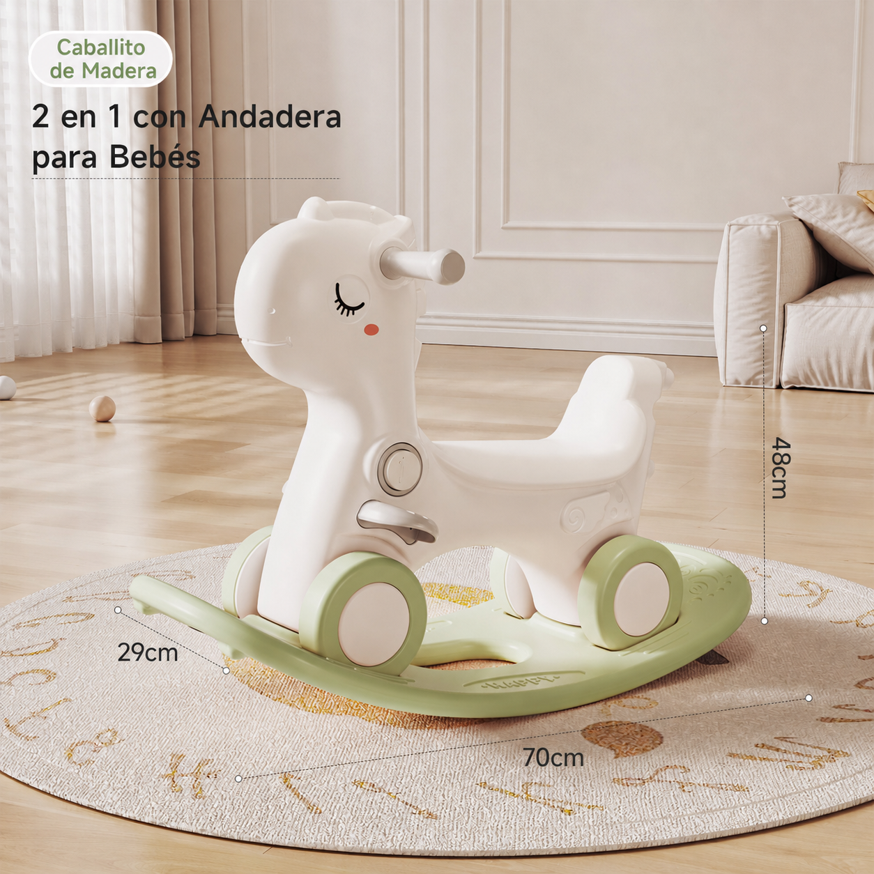 Caballito de Madera 2 en 1 con Andadera para Bebés
