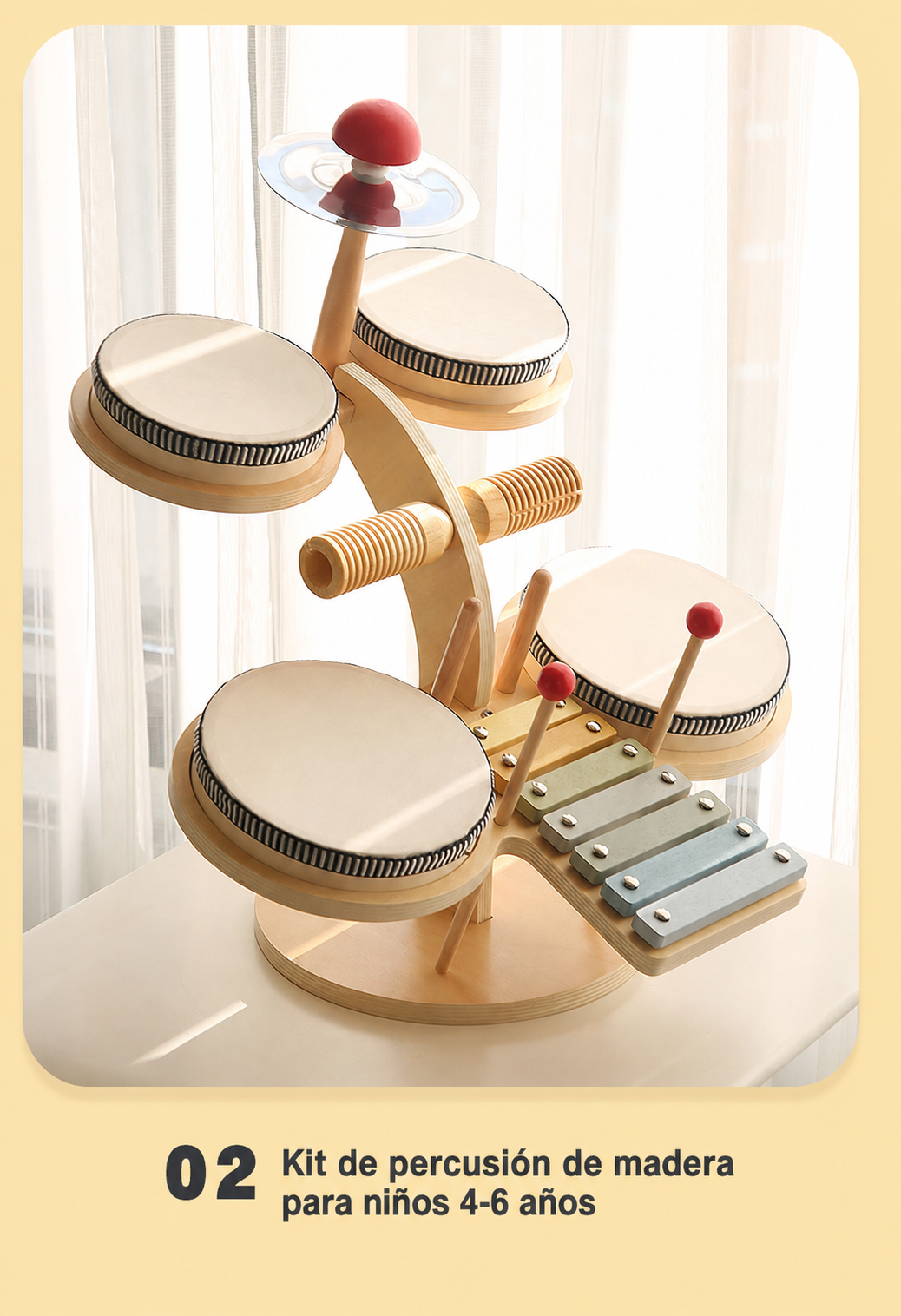 Kit de percusión de madera para niños 4-6 años - 13