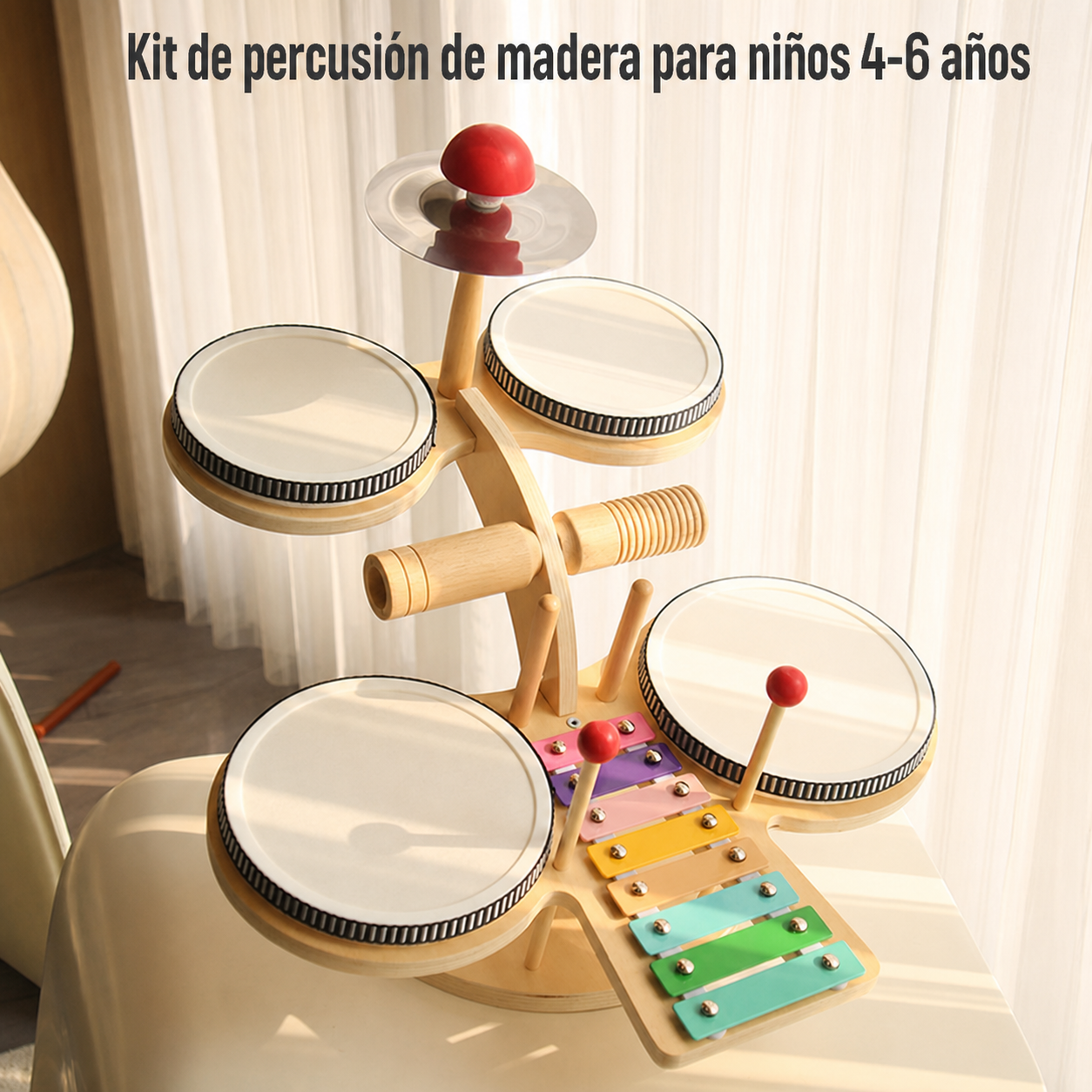 Kit de percusión de madera para niños 4-6 años