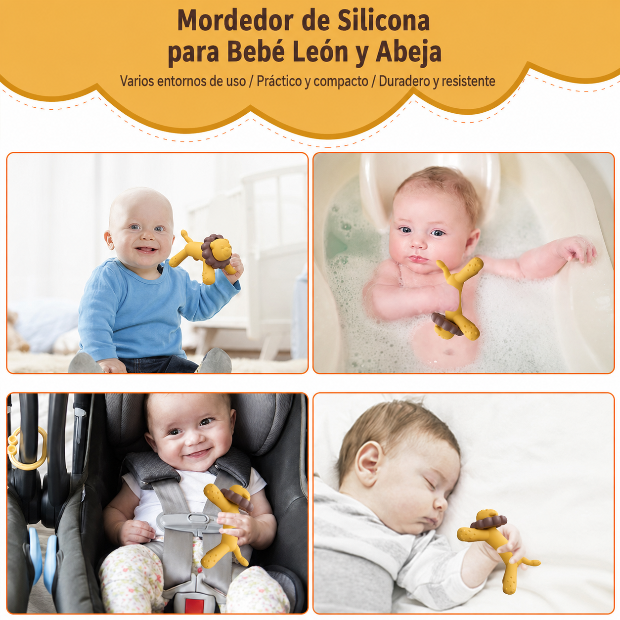 Mordedor de Silicona para Bebé León y Abeja - 2