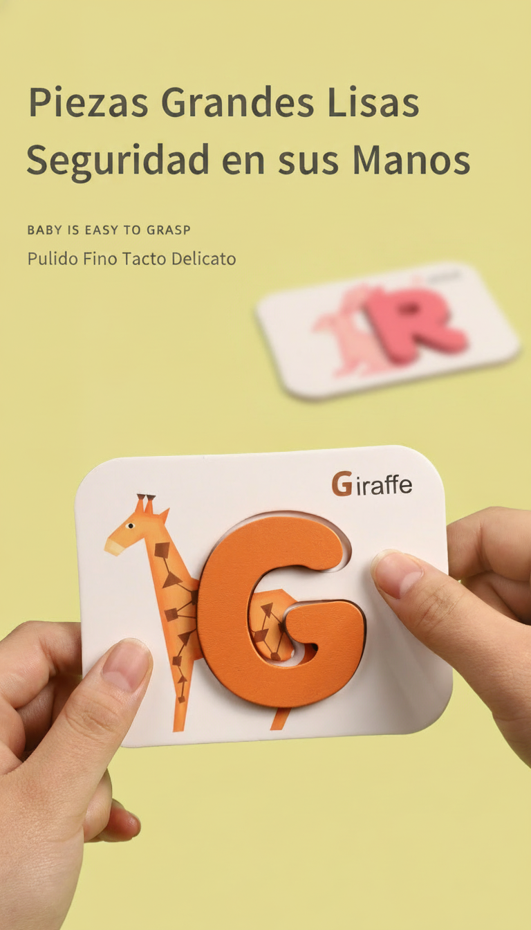 Puzzle de madera letras y números para niños 4-6 años - 9
