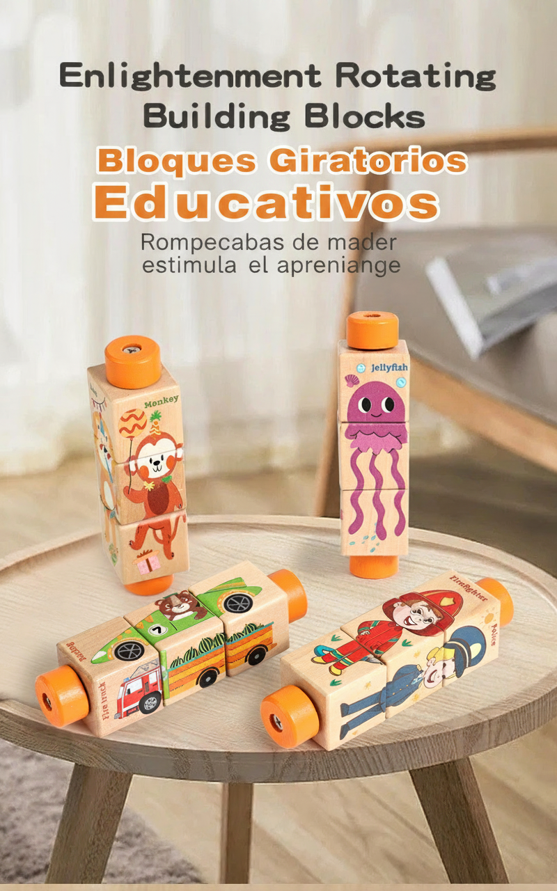 Rompecabezas giratorio de madera para niños 4-6 años - 8
