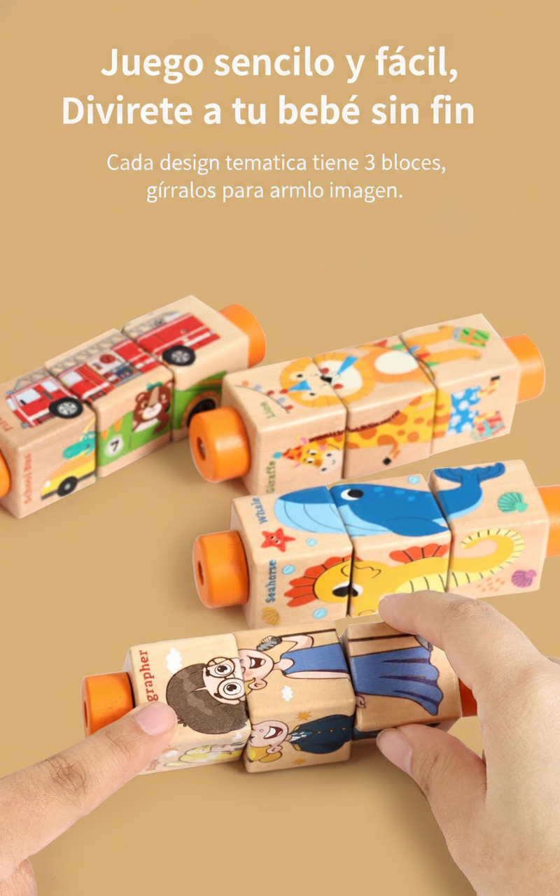 Rompecabezas giratorio de madera para niños 4-6 años - 11