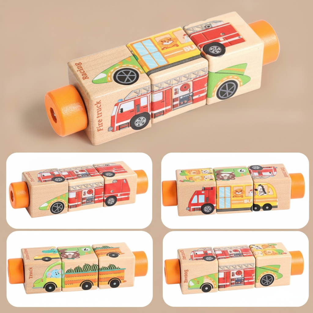 Rompecabezas giratorio de madera para niños 4-6 años - 1