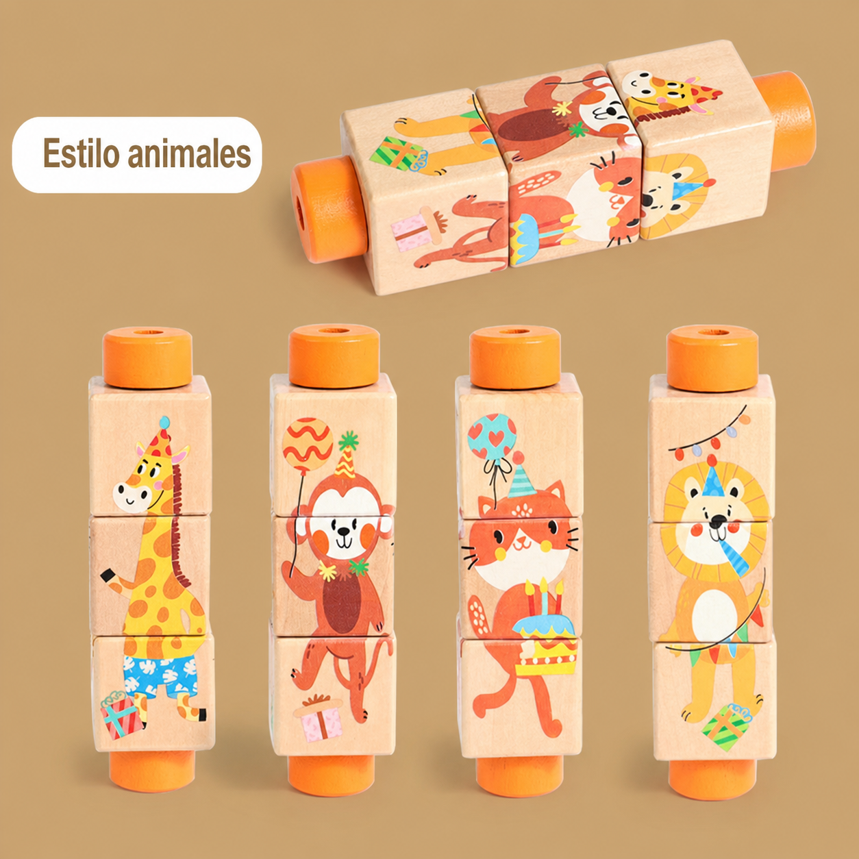 Rompecabezas giratorio de madera para niños 4-6 años