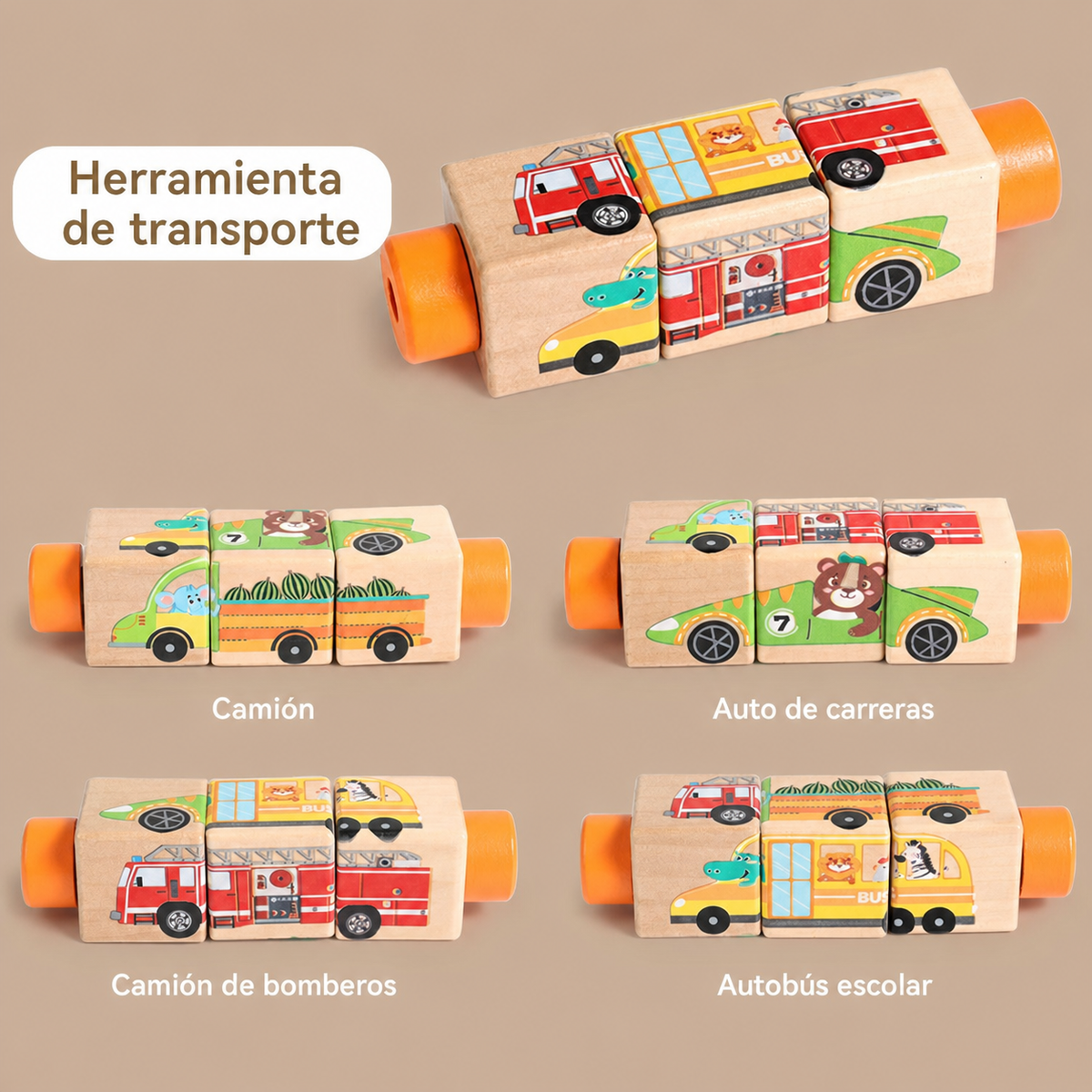 Rompecabezas giratorio de madera para niños 4-6 años