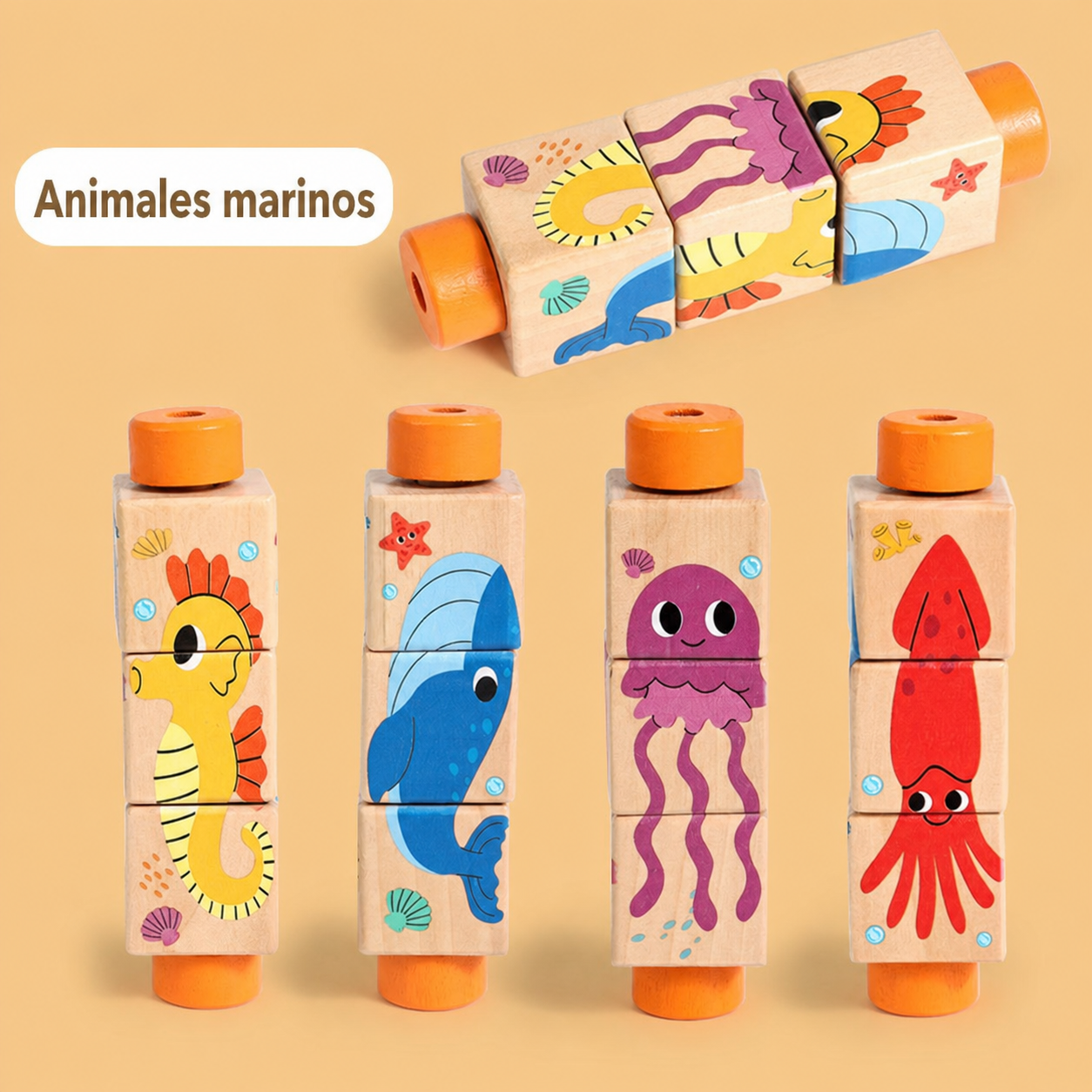 Rompecabezas giratorio de madera para niños 4-6 años