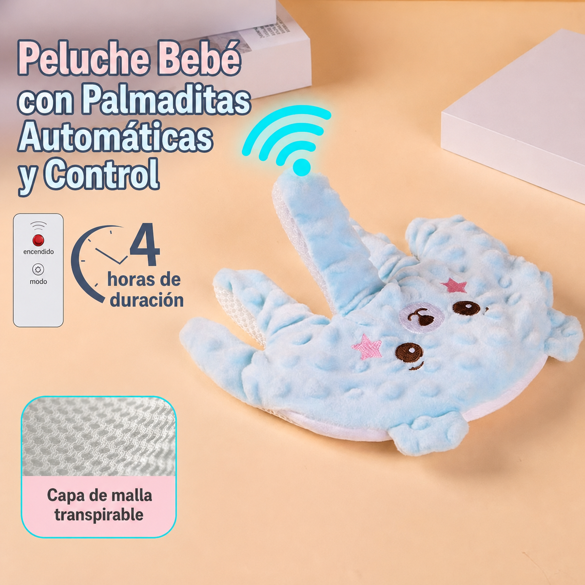 Peluche Bebé con Palmaditas Automáticas y Control - 8