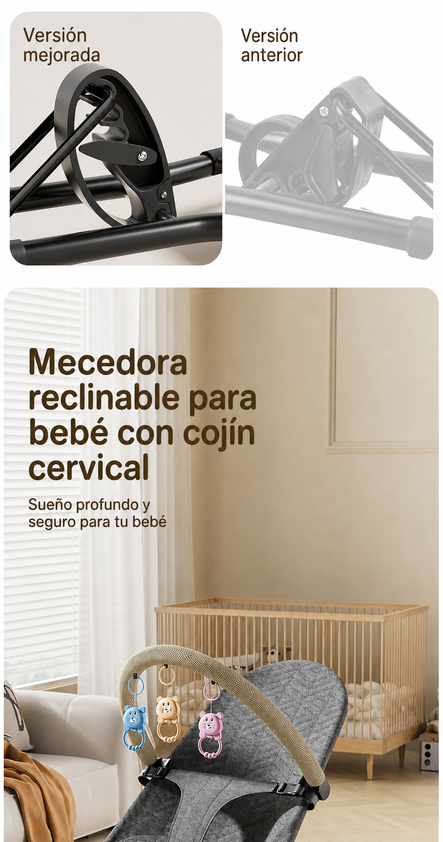 Mecedora Reclinable para Bebé con Cojín Cervical - 11