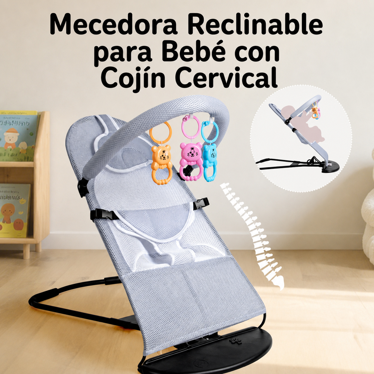 Mecedora Reclinable para Bebé con Cojín Cervical - 2