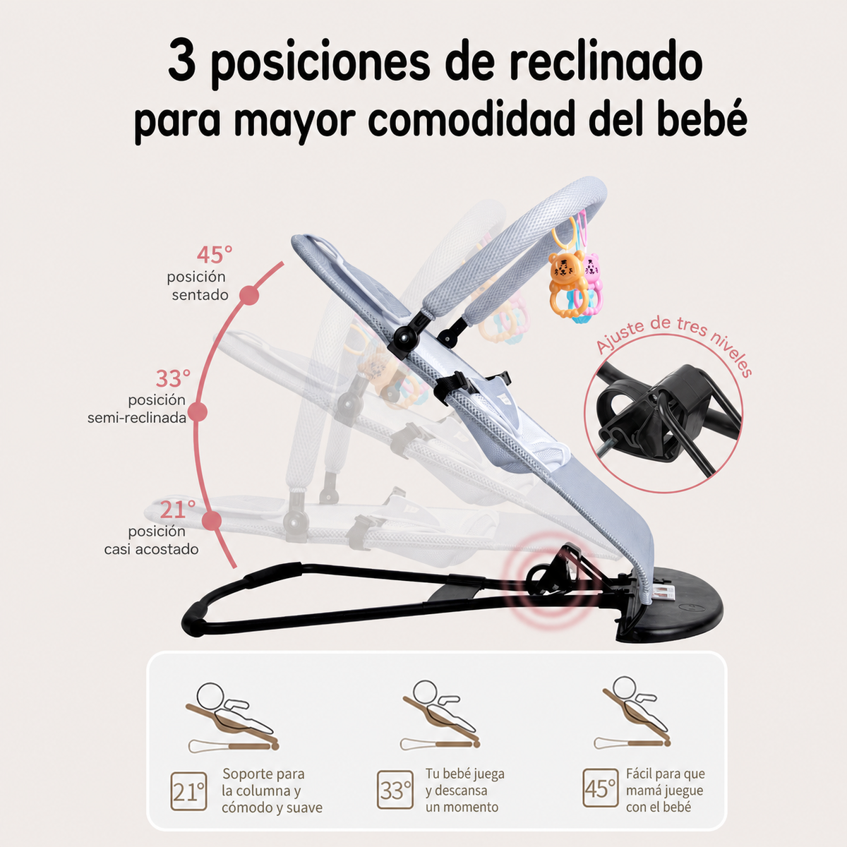 Mecedora Reclinable para Bebé con Cojín Cervical - 3