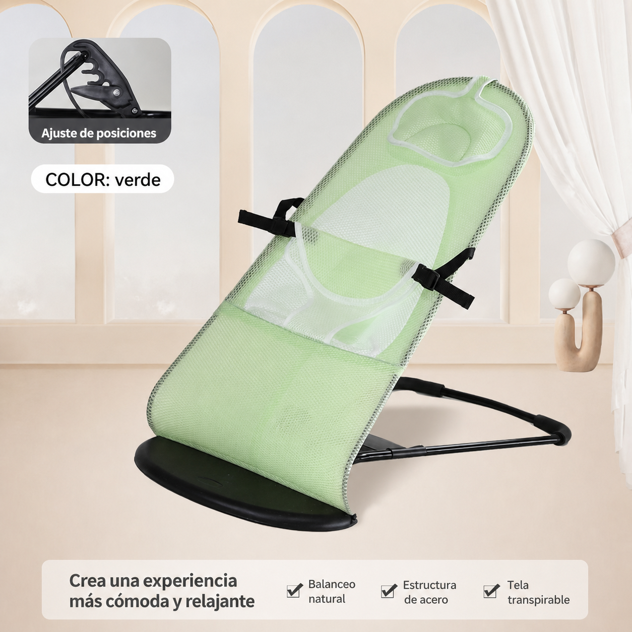 Mecedora Reclinable para Bebé con Cojín Cervical - 9