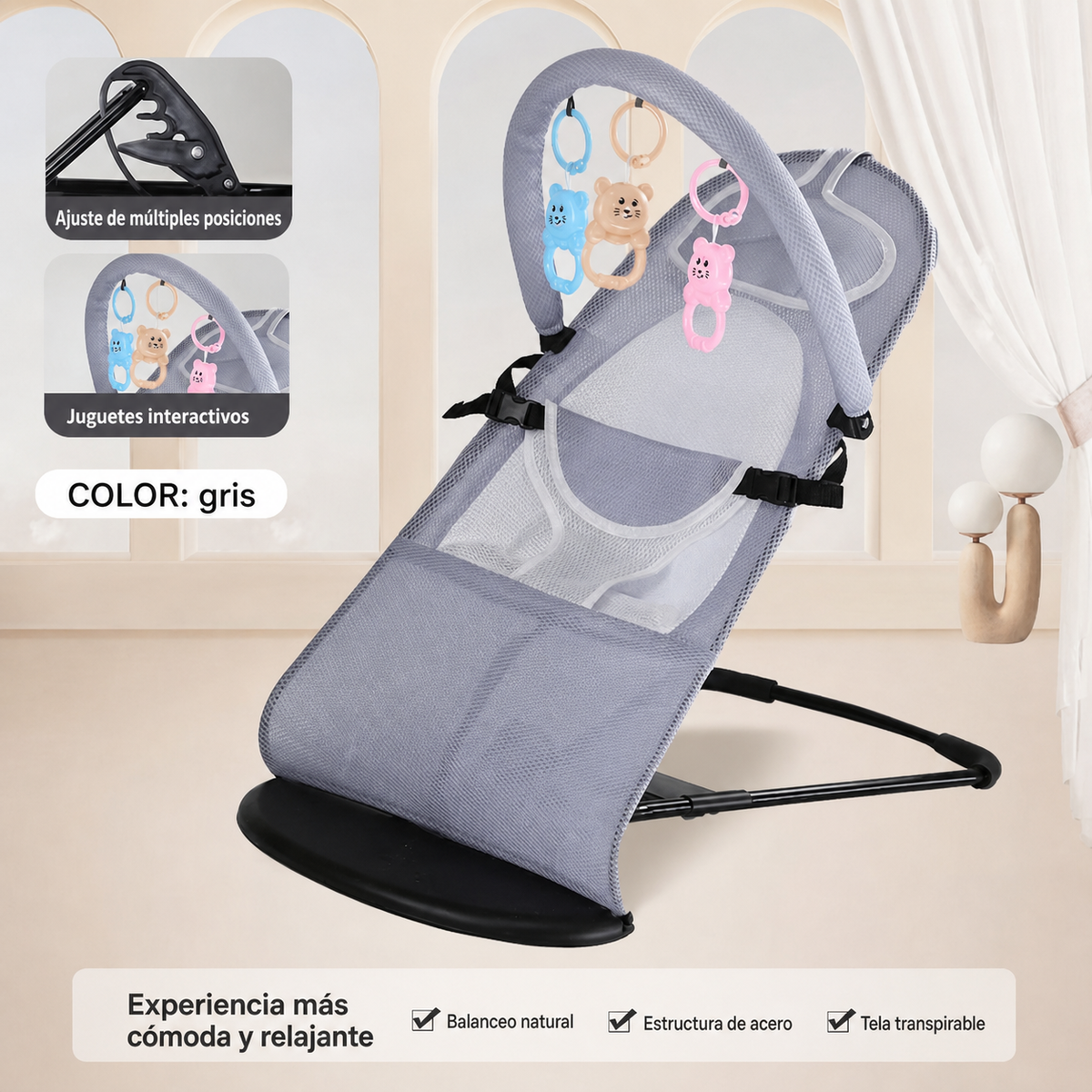 Mecedora Reclinable para Bebé con Cojín Cervical - 10