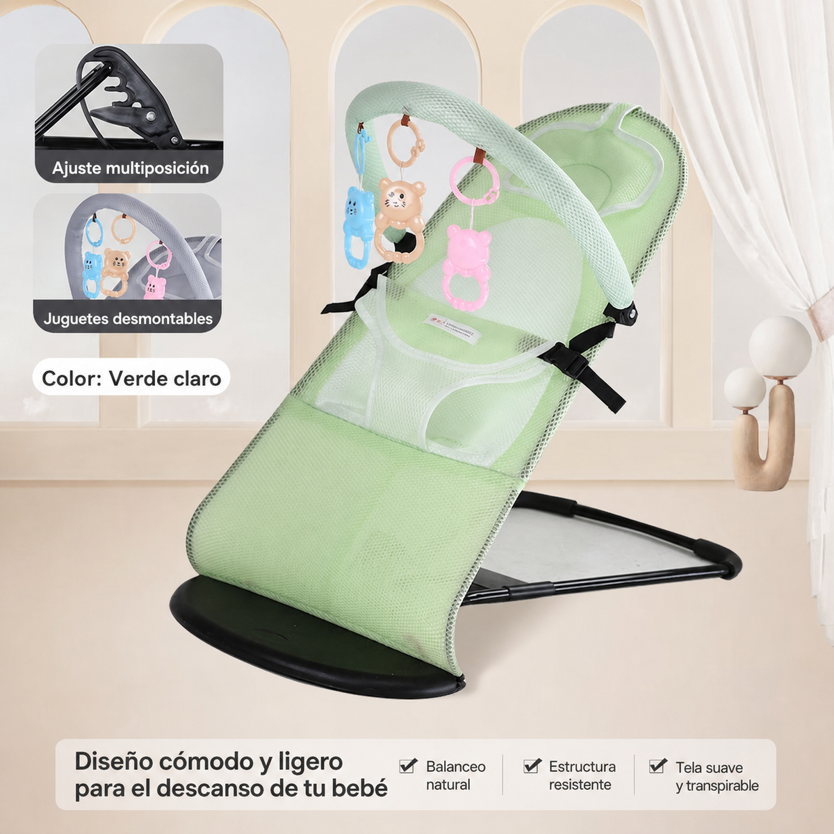 Mecedora Reclinable para Bebé con Cojín Cervical