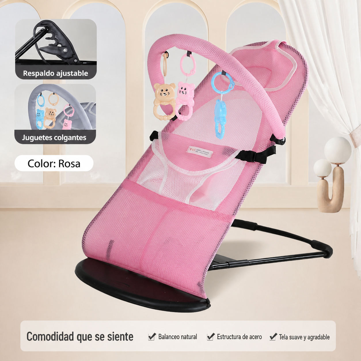 Mecedora Reclinable para Bebé con Cojín Cervical