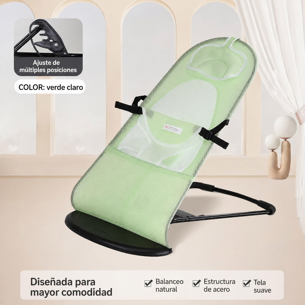 Mecedora Reclinable para Bebé con Cojín Cervical