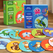 Rompecabezas de madera para niños en ingles con animales 15 cm - 1