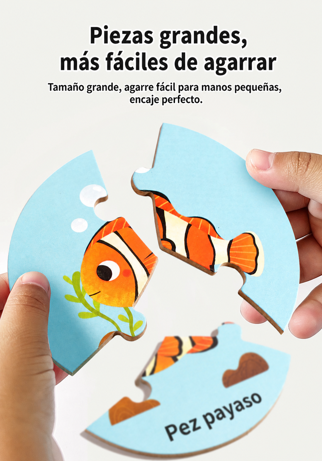 Rompecabezas de madera para niños en ingles con animales 15 cm - 13