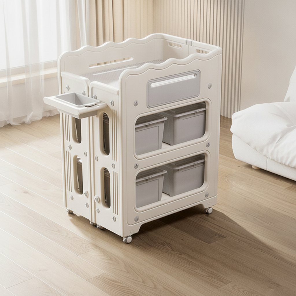 Mesa cambiadora multifuncional con almacenamiento para bebé - 10