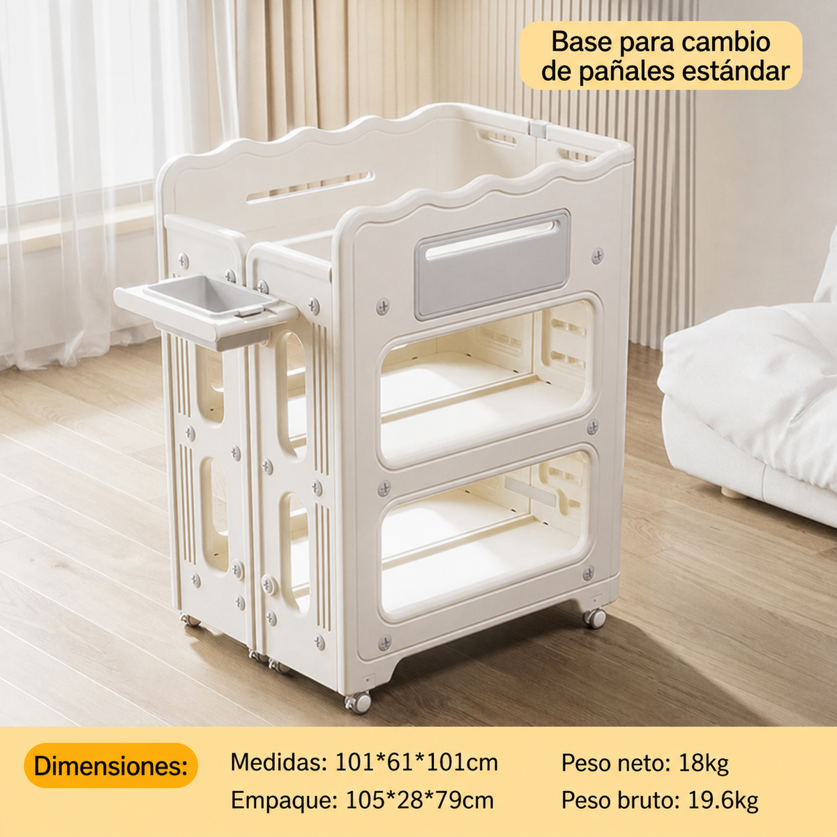 Mesa cambiadora multifuncional con almacenamiento para bebé