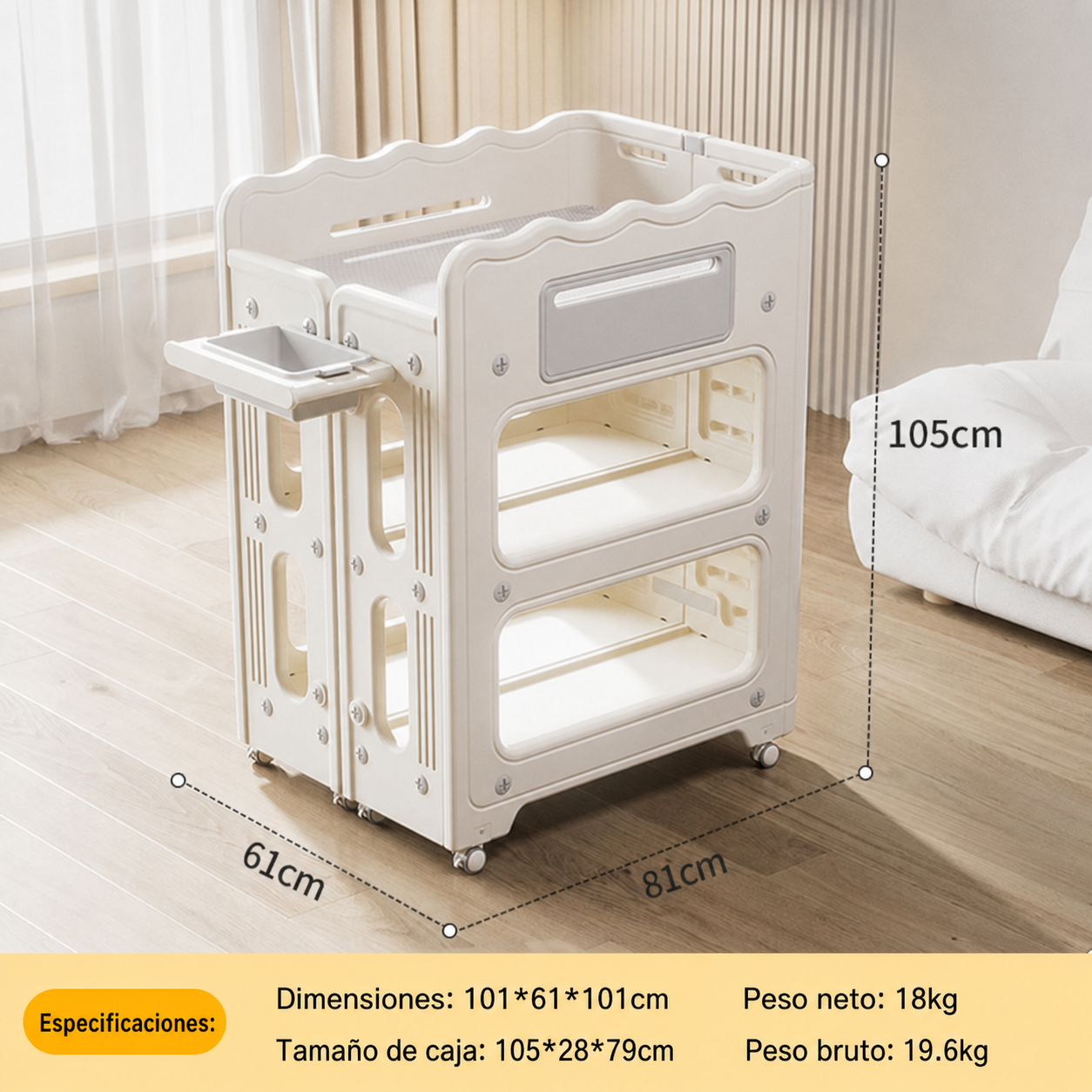 Mesa cambiadora multifuncional con almacenamiento para bebé
