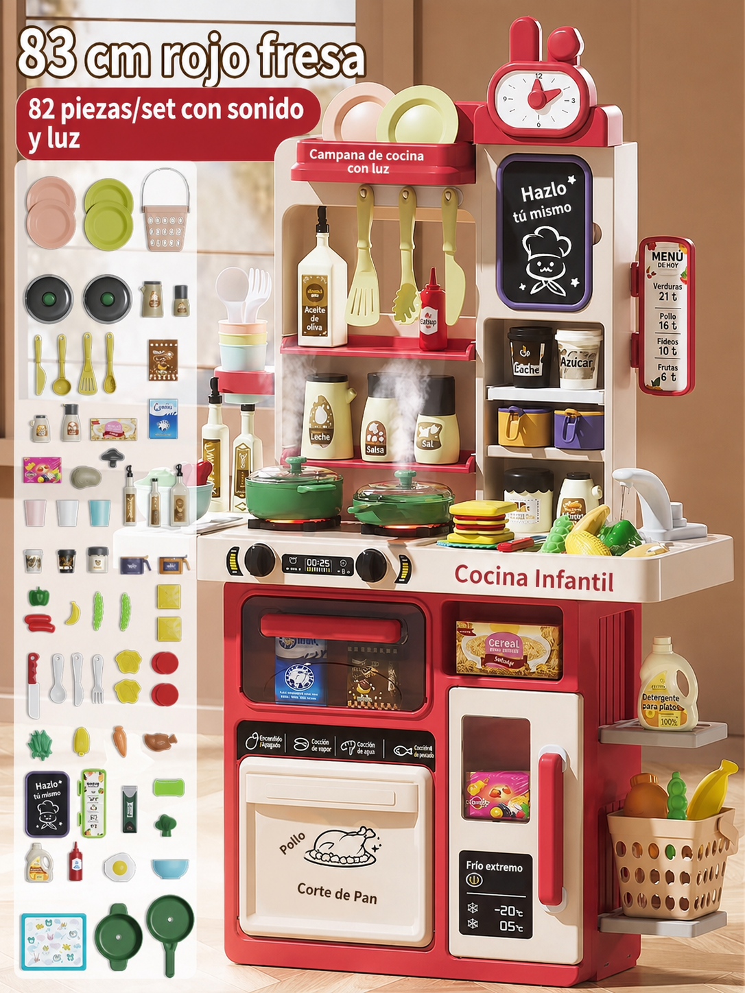 Cocina de Juguete Infantil con Sonido y Luz 82-110 pzas - 5