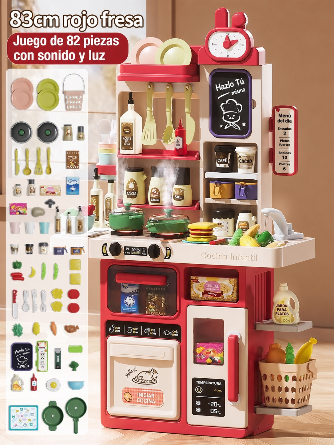 Cocina de Juguete Infantil con Sonido y Luz 82-110 pzas - 8