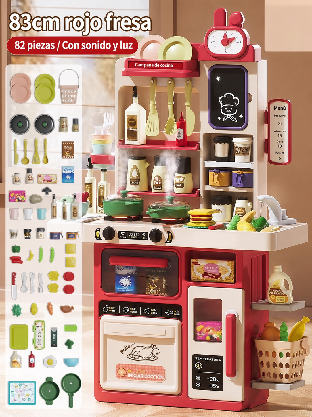 Cocina de Juguete Infantil con Sonido y Luz 82-110 pzas