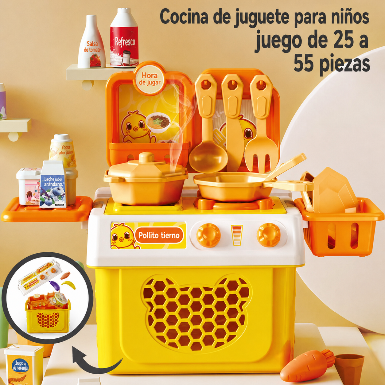 Cocina de juguete para niños set de 25 a 55 piezas - 1
