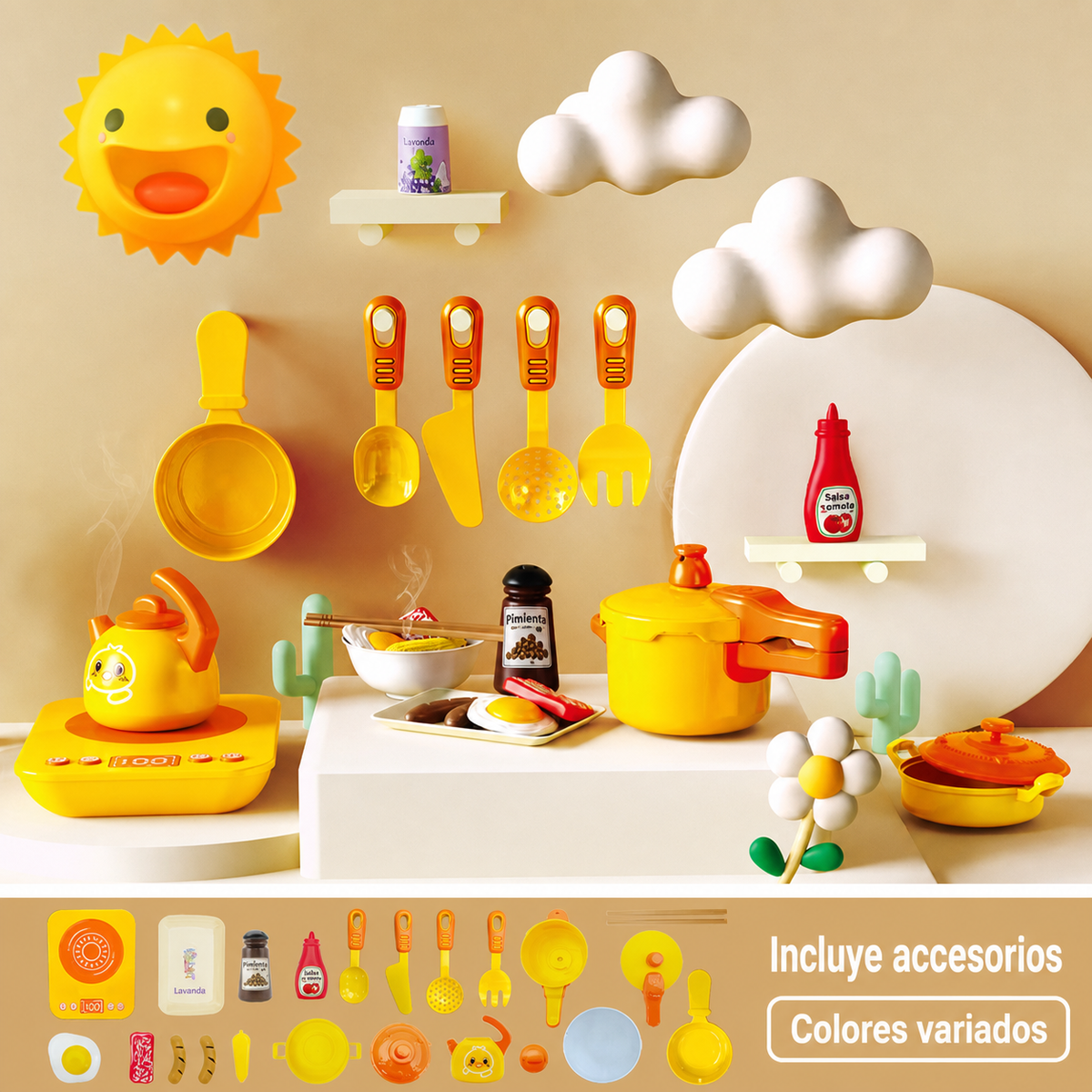 Cocina de juguete para niños set de 25 a 55 piezas
