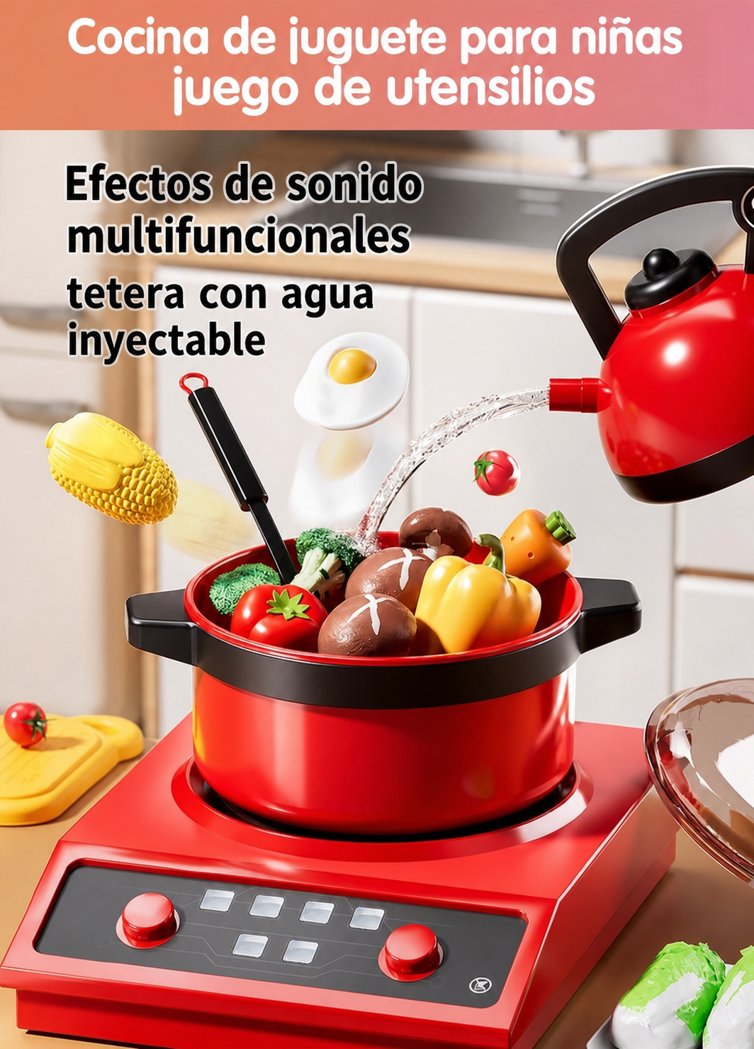 Cocina de juguete para niñas set de utensilios - 14