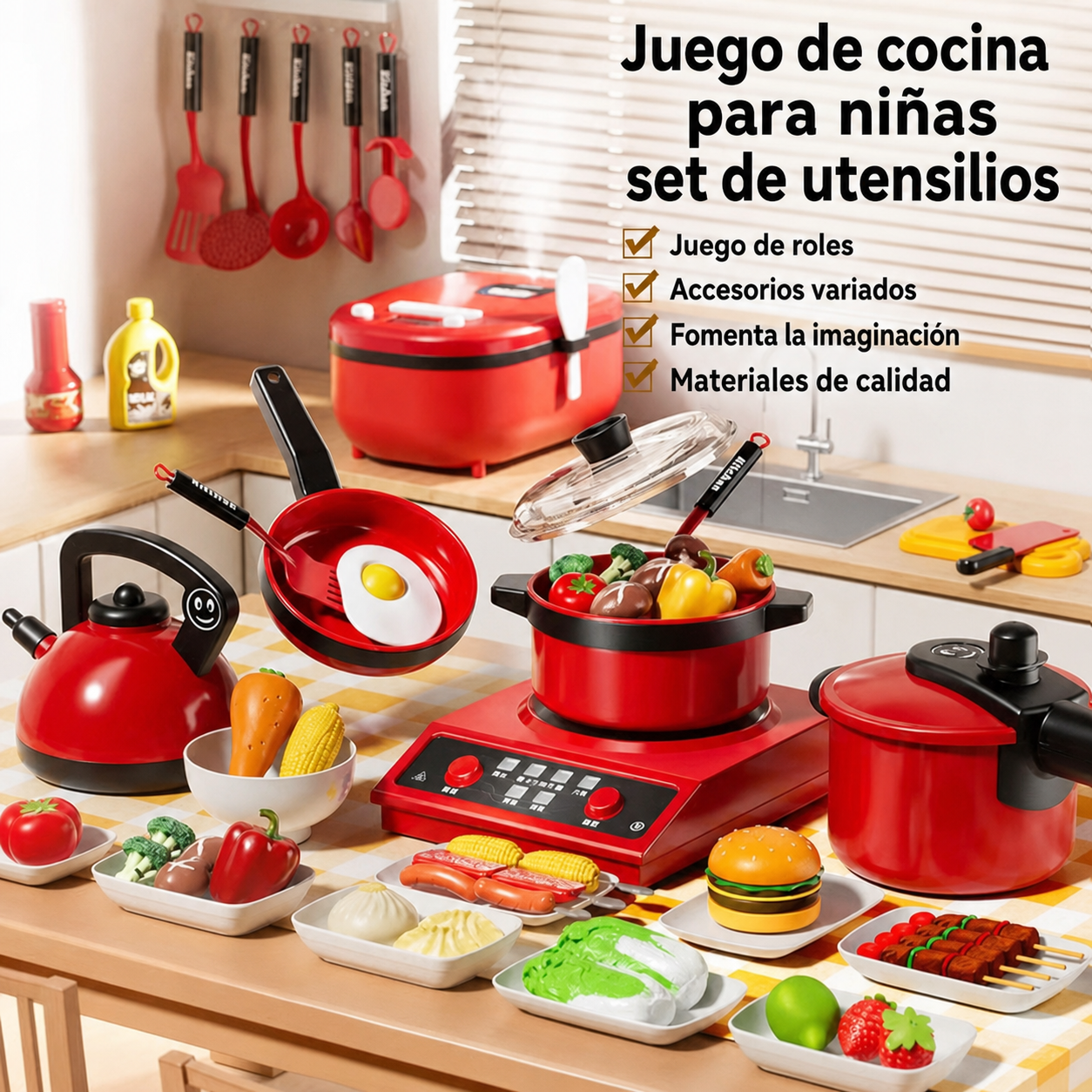 Cocina de juguete para niñas set de utensilios - 4