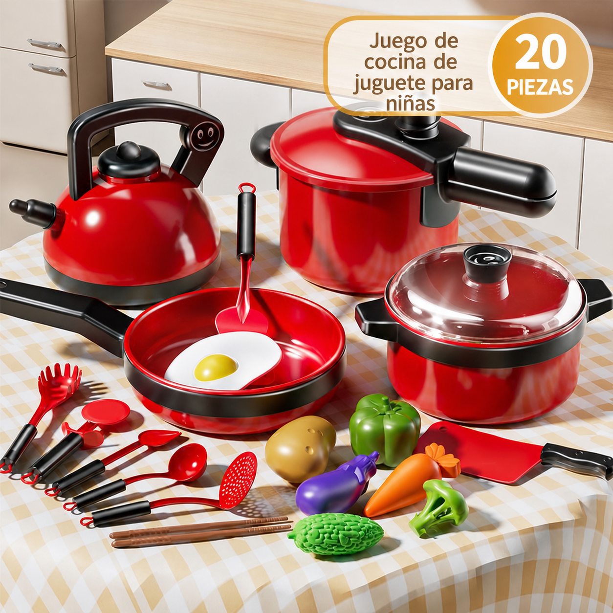 Cocina de juguete para niñas set de utensilios - 10