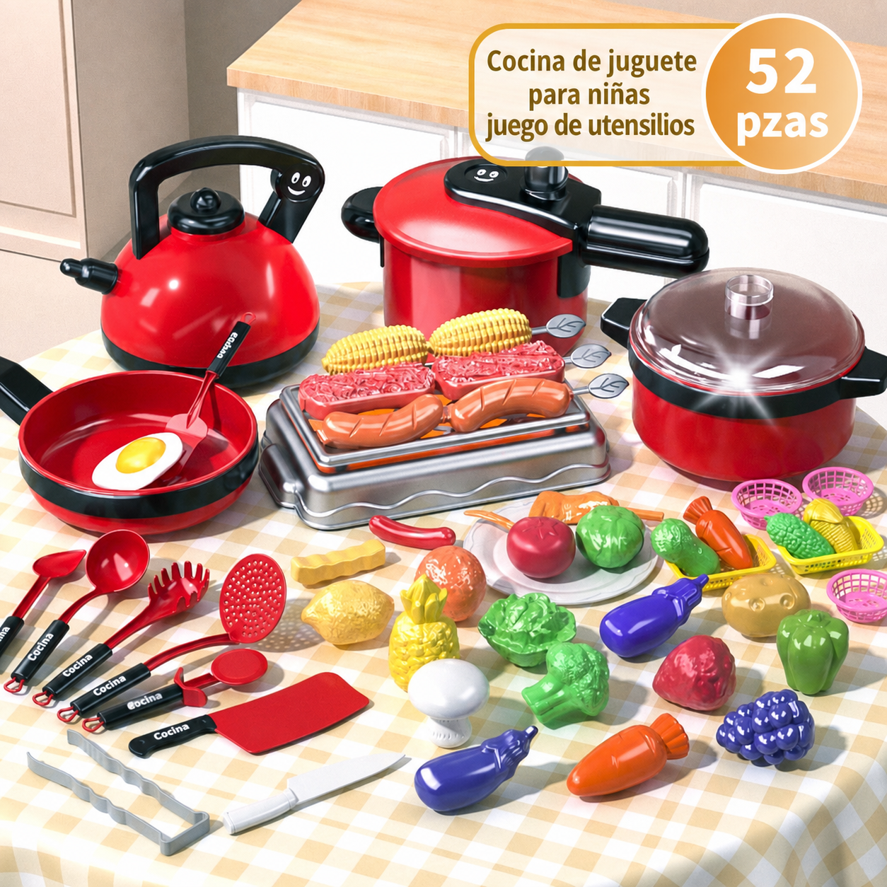 Cocina de juguete para niñas set de utensilios