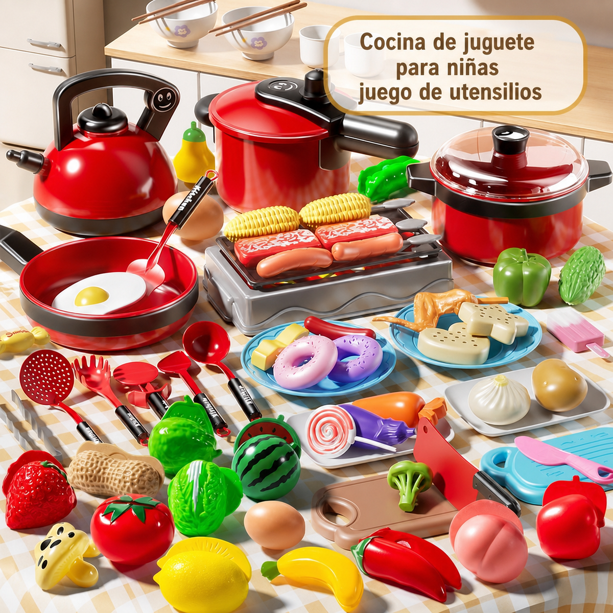 Cocina de juguete para niñas set de utensilios
