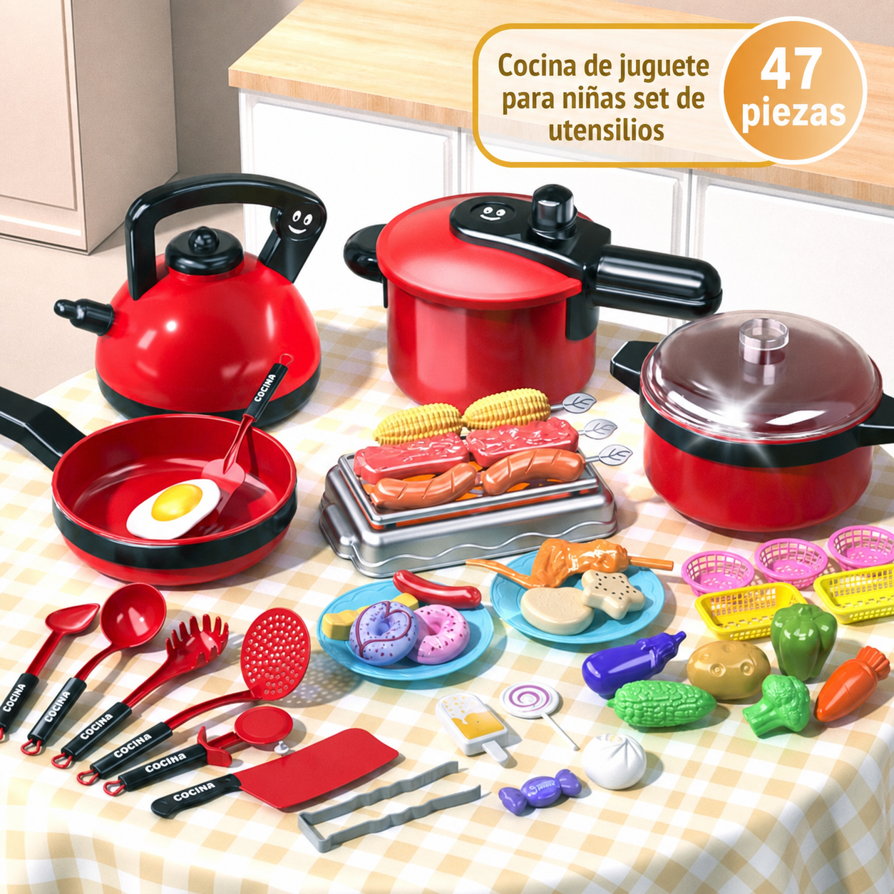 Cocina de juguete para niñas set de utensilios