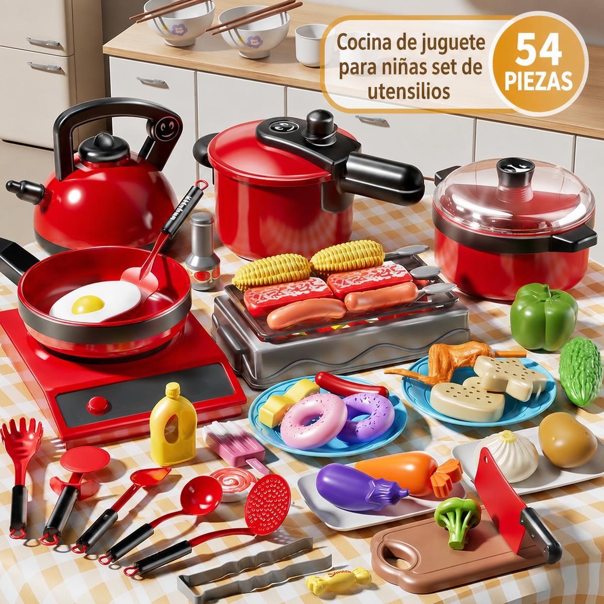 Cocina de juguete para niñas set de utensilios