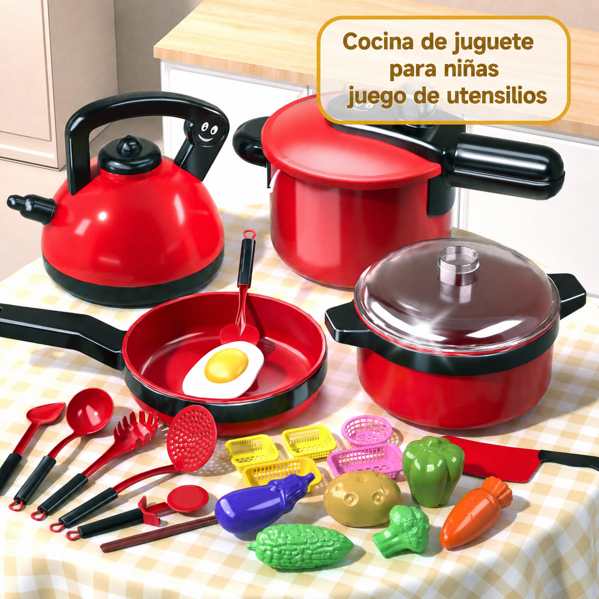 Cocina de juguete para niñas set de utensilios