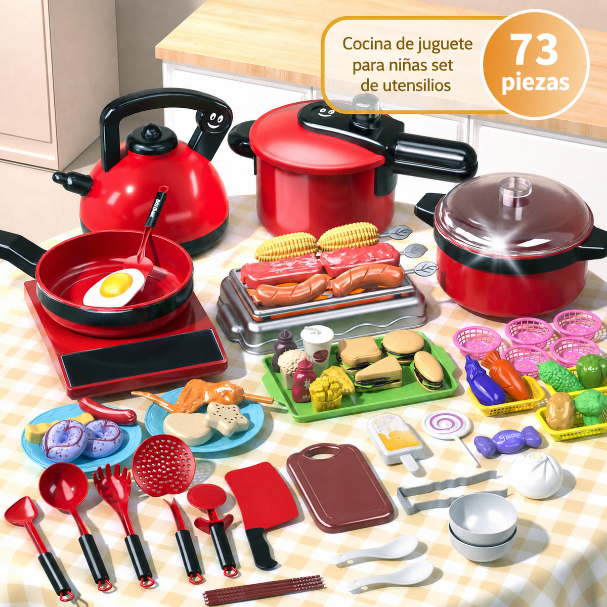 Cocina de juguete para niñas set de utensilios